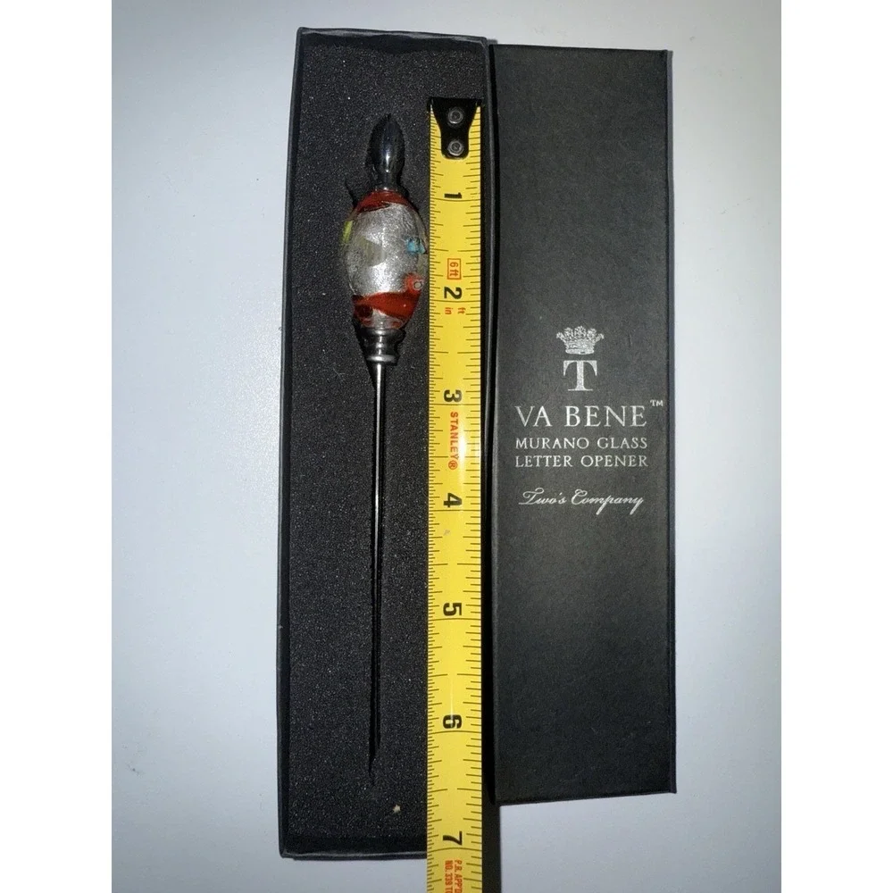 ITALY Murano Glass Art VA BENE Murano Glass Letter Colorful Opener P/Q